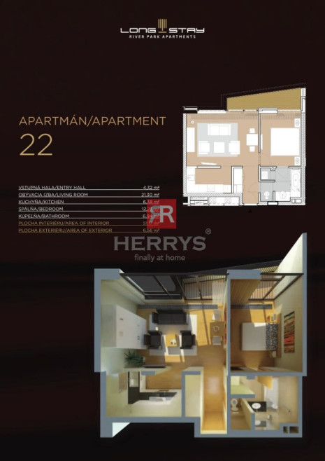 HERRYS - Prenájom zariadený 2 izbový apartmán v projekte River Park pri nábreží Dunaja